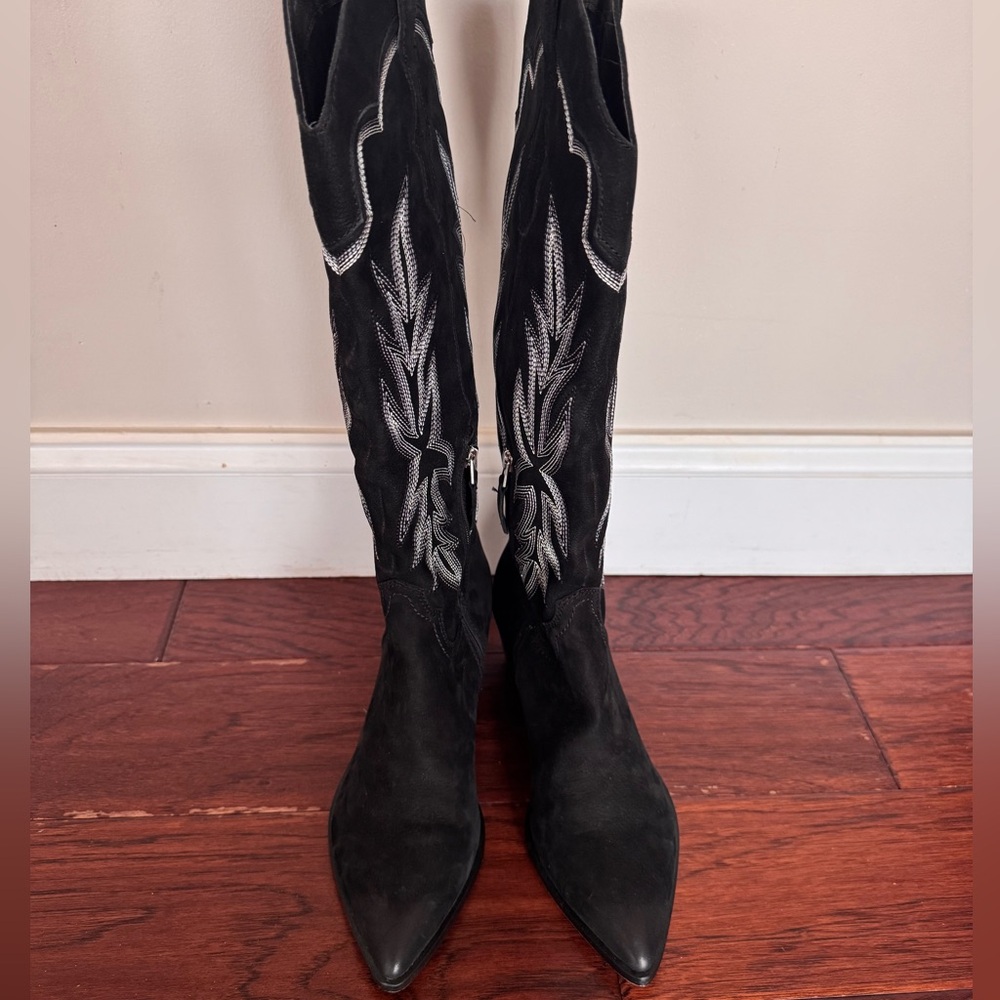 Dolce Vita Shiren Women’s Tall Western Embroidered Boots Black Nubuck Size 8.5 - Picture 5 of 10